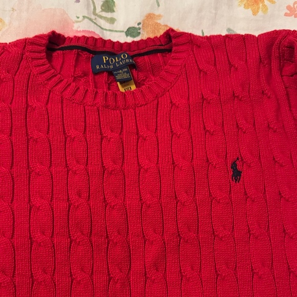 Polo Ralph Lauren Red Cable Knit Sweater Boys Size XL (18/20) - Picture 3 of 4